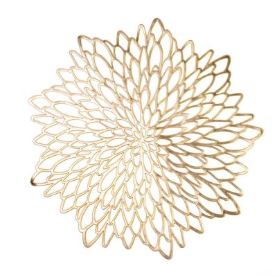 Golden Sliver Petal Cutout Tablecloth Placemat For Holiday Decoration Home Daily Coasters Pad Table Bowl Mats