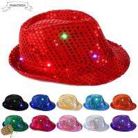 แฟชั่นใหม่ เปิดไฟ ปาร์ตี้เต้นรำแต่งตัว หมวกแจ๊ส Led Fedora Trilby เลื่อม หมวกปานามา