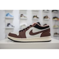 HOT 【Original】 NK* Ar- J0dn- 1 Low "Mocha Brown" Small Barb Mocha All Match Fashion Basketball Shoes Comfortable Casual Sports Shoes {Free Shipping}