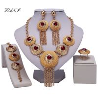 【lz】ﺴ◙  Fani Moda Nigéria Bridal Jewelry Set para Mulheres Dubai Banhado A Ouro Jóias De Casamento Alta Qualidade Atacado