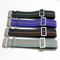 ⌚ Watch strap accessories สายนาฬิกาไนลอนยืดหยุ่น 22 มม. ร่มชูชีพยางยืดสีดำสายนาฬิกาผู้ชายสายนาฬิกาไนลอนคุณภาพสูง