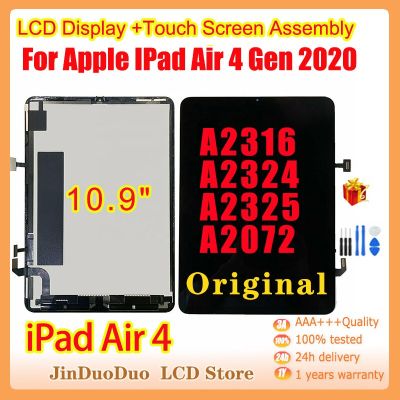 10.9 "ของแท้สำหรับ Ipad Air 4Th Gen ชิ้นส่วนจอสัมผัสแอลซีดีของเครื่องแปลงดิจิทัลสำหรับ Ipad Air 4 2020 A2324 A2316 A2325 A2072 LCD