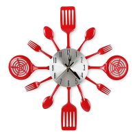 16 Inch Kitchen Wall Clocks with Spoons and Forks,3D Tableware Wall Clock Room Home Decoration