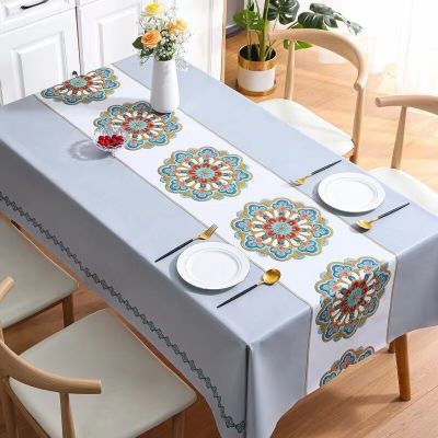 2023 Simple PVC Tablecloth Oil And Water Resistant Embroidered Tablecloth Wear-resistant Tablecloth,Household Tablecloth Coffee Tea Table Cloth