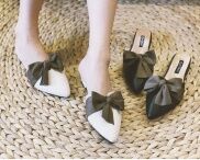 Dép sục nữ thắt nơ gót cao 3p mũi nhọn MC137 chất da lỳ bóng mềm không đau