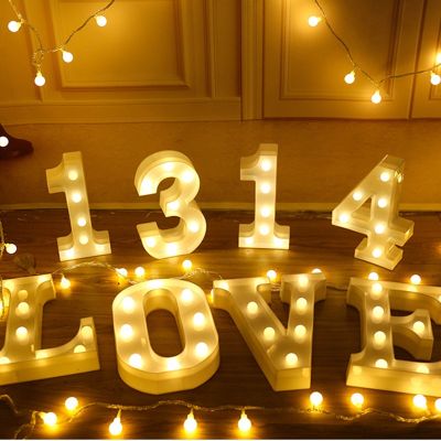 ๑✖✾ Letters Decorative Alphabet LED Night Lights Luminous Number Battery Lamp Decor for Home decor Valentines Day Wedding Party