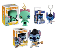 Funko POP!DISNEY 126 SCRUMP 127 ELVIS STITCH พวงกุญแจกระเป๋าไวนิล Action Figure ตุ๊กตา PVC ของเล่นสำหรับเด็กวันเกิดของขวัญกล่อง