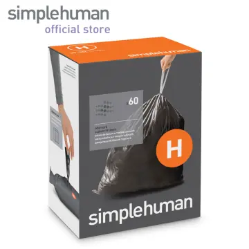 Simplehuman Code E Genuine Custom Fit Drawstring Trash Bags in Dispenser  Packs, 60 Count, 20 Liter / 5.3 Gallon, White