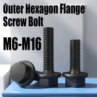 1PCS M6 M8 M10 M12 M14 M16 Grade 10.9 Black Carbon Steel Outer Hexagon Flange Bolt Hex Flange Cap Screw Bolt Fastener