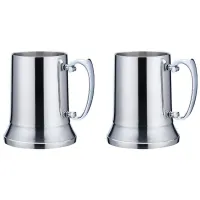 Tankard Stein Double Wall Beer Milk Mugs with Handgrip Coffee Cup