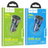 หัวชาร์จในรถแบบชาร์จเร็ว Hoco Car charger “Z47A Transparent Discovery Edition” PD30W+QC3.0