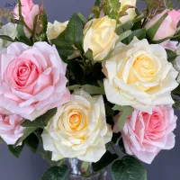 ✙✆卍 SunMade Luxury Paris Perfume Roses Silk Artificial Flowers Home Wedding Party Decoration Flores Artificales White Rose Marriage