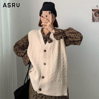 ASRV เสื้อคาร์ดิแกนชาย เสื้อคาร์ดิแกน ผู้ชาย เสื้อกันหนาว ผู้ชาย cardigan for men เสื้อกั๊กคาร์ดิแกนเสื้อกันหนาวแขนกุดใหม่สำหรับเสื้อนอกทรงหลวม,เสื้อกั๊กแขนกุดไหล่เสื้อคาร์ดิแกนแบบถักใส่ได้ทั้งชายและหญิง