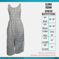 USED Ilana Kohn x Urban Outfitters - White Graphic Jumpsuit | จั๊มพ์สูทสีขาว สีดำ จั๊มพ์สูทขายาว แขนกุด คอกลม ลายกราฟิก สายฝอ มือสอง