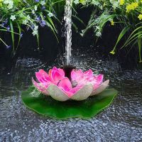 Lotus Shape Waterfall Fountain Life Up To 20000 Hours Solar Powered Fountain Pump Water Lily Ornaments for Patio Pond and Pool