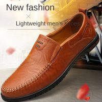 CODaith62sfe Spring and summer new style leather shoes breathable men s soft Bottom casual peas male dad