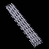 4Pcs Straight Bent Glass Tube Reusable Drinking Straw Sucker With Cleaning Brush Events Party Favors Supplies Accessories Barware