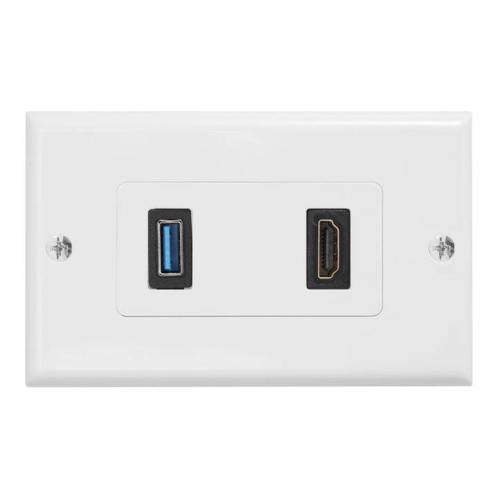 1x 2Port +USB 3.0 Female Wall Face Plate Panel Outlet Socket Extender