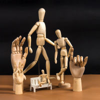 รุ่นไม้ Man Hand ของเล่น Action Figure Figurines หมุนได้ Joint Drawing Sketch Mannequin Miniatures Home Decor ศิลปิน Doll