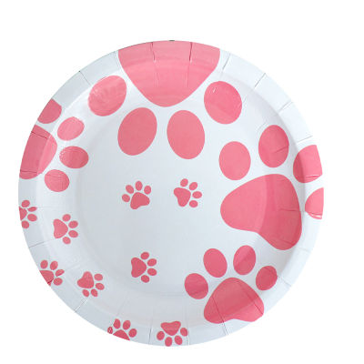JOLLYBOOM Dog Pet Birthday Decorations Party Supplies, Dog Paw Prints Party Supplies For Girls Pink Dog Paw Birthday Tableware Party Decorations For Dog Theme Birthday Shower Party