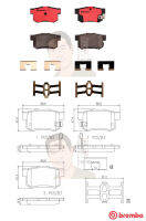 P28 039C ผ้าเบรก R (แท้ BREMBO รุ่น Ceramic) HONDA ซีอาร์-วี CR-V (Gen 2) 2.0i Vtec 2.4 Vtec, Prestige ปี2002-2007