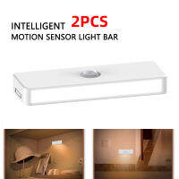 2ชิ้น Motion Sensor LED คณะรัฐมนตรีแสง USB ชาร์จโคมไฟคืนสำหรับตู้ครัวตู้เสื้อผ้าโคมไฟบันไดแสงไฟทางเดิน