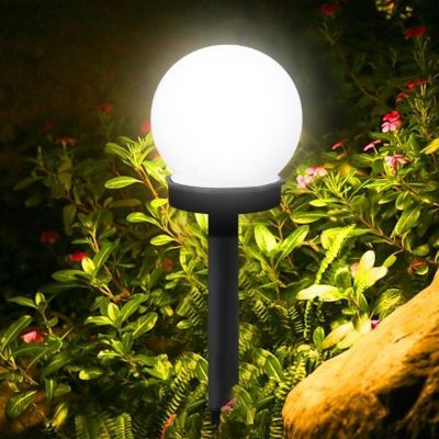 Round Bulb Shaped Solar Light Outdoor LED Globe Powered Lawn Light Waterproof for Yard Patio Walkway Landscape In-Ground Pathway Power Points  Switche