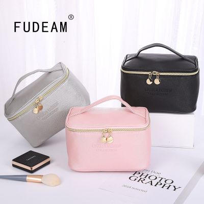 【CC】 FUDEAM Leather Multifunction Toiletry Storage Organize Handbag Female Makeup