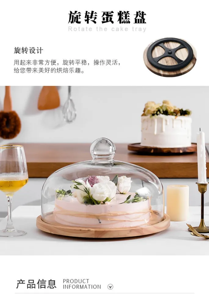 Amazon.com: Cake Stand with Acrylic Dome, Rotating Cake Plate Acacia Wood  Cake Stand with Acrylic Lid, Cake Display Server Tray, Cake Decorating  Turntable for Baking Gifts, Birthday Kitchen Party, Weddings : Home