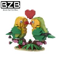 BZB MOC Parrot Yuanyang Duck Valentines Lovebirds Toy Building Blocks Kit Heart Box Brick Model Wedding Lovers Girl Best Gifts