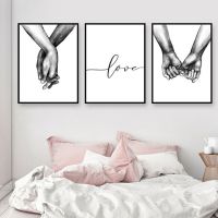 Holding Hands Wall Picture Canvas Artwork Romatic Minimalist Oil Painting Wall Figure Lover Poster Home Decor for Living Room Wall Stickers  Decals