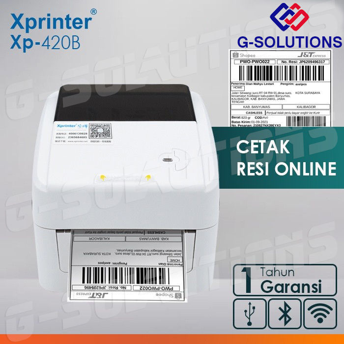 Printer Barcode Label Thermal Xprinter USB+BLUETOOTH Model XP-420B ...