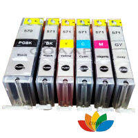 【Popular】 MG5751 MG5752 MG5753 TS5050 TS5051 TS5052 TS5053เครื่องพิมพ์หมึกสำหรับ Pgi570 BK CLI571 BK/C/M/Y/GY 6Pcs