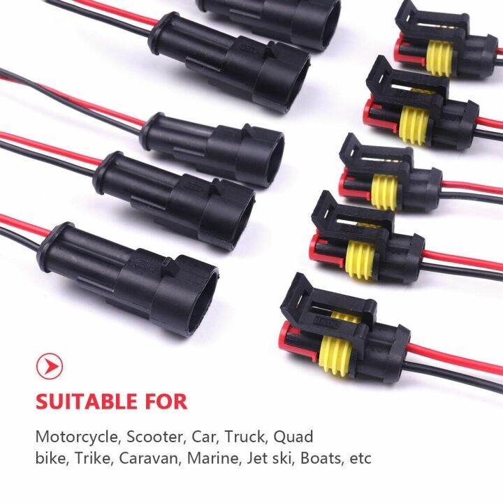 10pcs-5-sets-waterproof-automotive-male-female-electrical-connectors-plug-2-pin-way-with-wire-for-car-motorcycle-scooter-marine