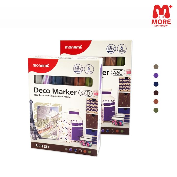 monami-โมนามิ-ปากกามาร์คเกอร์รุ่น-deco-marker-460-ชุด-6-สี