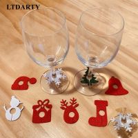 10pcs Christmas Cup Decoration Card Ring Home Decoration Felt Christmas Decoration New Year Party Supplies New Year 2022 Navidad