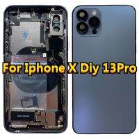 สำหรับ Iphone X เพื่อ13Pro ประกอบเต็มรูปแบบ DIY หลังที่อยู่อาศัย X Like 13 Pro สแตนเลสตัวถังกลางปลอกคอกันสุนัขเลียชิ้นส่วนประตูแบตเตอรี่