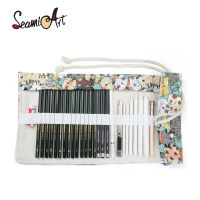 SeamiArt 36หลุมผ้าใบกระเป๋าดินสอสำหรับดินสอสีร่างดินสอกรณีดินสอสำหรับการวาดภาพ กระเป๋าดินสอ