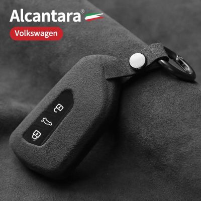 Alcantara Suede Car Remote Key Case Bag For VW Volkswagen Golf 8 MK8 ID3 ID4 ID6 For Skoda Octavia Key Housing Accessories