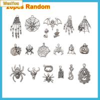 WENYOU 20pcs Random คริสต์มาส สร้อยข้อมือ ผี แมงมุม โลหะ กะโหลกศีรษะ จี้ โครงกระดูก เครื่องรางฮาโลวีน