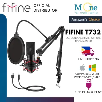 FIFINE USB Microphone Set with Flexible Boom Arm Stand Pop Filter, Plug and  Play with PC Desktop Laptop Computer, Streaming Podcast Instrument Mic Kit
