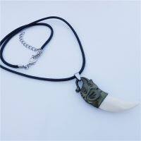 Animals Elephant Tooth Fang Necklace Resin Vintage Metal Pendant For Women Men Gift