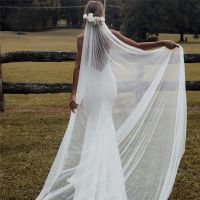 HOT Pearls Ivory Bridal Veils with Comb Layer Cathedral Wedding Veil Bride Accessories Velos de Noiva