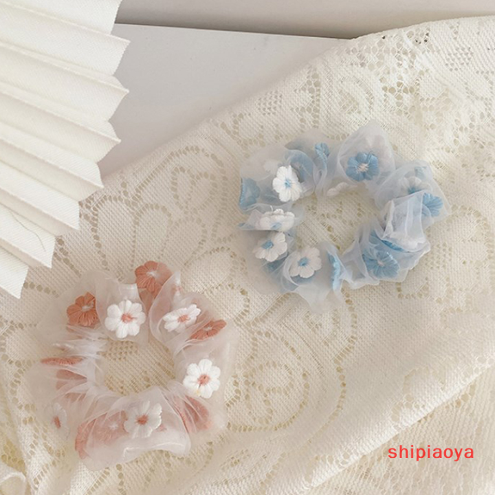 shipiaoya-เชือกถักลายน่ารักๆสำหรับผู้หญิงเครื่องประดับผมผ้าตาข่ายแบบโปร่งใสตาข่ายสีชมพูโรแมนติก
