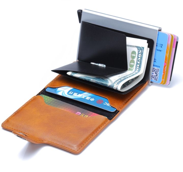 layor-wallet-rfid-smart-vintage-pu-leather-mini-metal-wallet-for-men-automatic-business-credit-card-holder-id-badge-holder-card-case