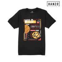 HANZO Men T-shirt Short Sleeve Graphic Tee Baju T-shirt Lelaki-WILD STRONG-Blue/Beige/Purple/Grey/Black/Navy-92232#19