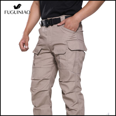 Fuguiniao ผู้ชายกางเกงยุทธวิธี Multi-Pocket กันน้ำ Breathable Camouflage กางเกงผ้าฝ้าย Plus ขนาดกางเกงเดินป่าจัดส่งฟรี