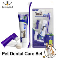 Lovinland แปรงสีฟันวานิลลาสำหรับสุนัขชุดยาสีฟันแปรงสีฟันสัตว์เลี้ยงอุปกรณ์สัตว์เลี้ยงทำความสะอาดปากสุนัข