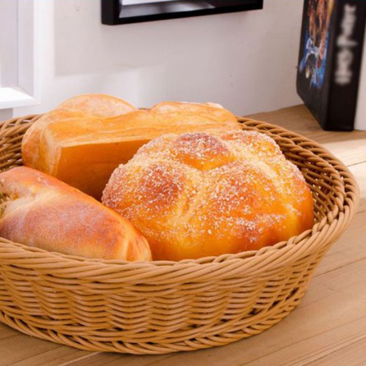 lucky-ตะกร้าสานหวายขนมปังเสิร์ฟอาหารผลไม้ที่เก็บเครื่องสำอางโต๊ะห้องน้ำที่เก็บของในครัวออแกไนเซอร์