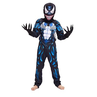 ชุดคอสเพลย์ซูเปอร์ฮีโร่ชาย110-140ซม. ชุดคอสเพลย์หนัง Venom ชุดยอดมนุษย์พร้อมของขวัญสำหรับเด็กชุดฮาโลวีน